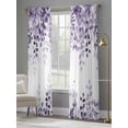 thumbnail image 4 of Purple Sheer Curtains 96 Inch Length 2 Panels Set - Light Filtering Window Treatments, Eucalyptus Leaves Rod Pocket Semi Curtains for Living Room/Bedroom/Kitchen Décor, 104"W x 96"L, 4 of 7