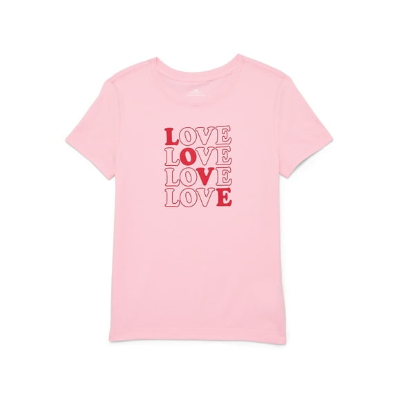 Way To Celebrate Girls Valentine's Day Short Sleeve T-Shirt, Sizes 4-18