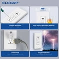 thumbnail image 5 of ELEGRP 15 Amp Tamper Resistant Self-Test GFCI Outlet & 24W In-Wall USB Charger combo Receptacle, Type A & Type C, Midsize Screwless Wall Plate included, UL & CUL Listed, White, 3 pack, 5 of 11
