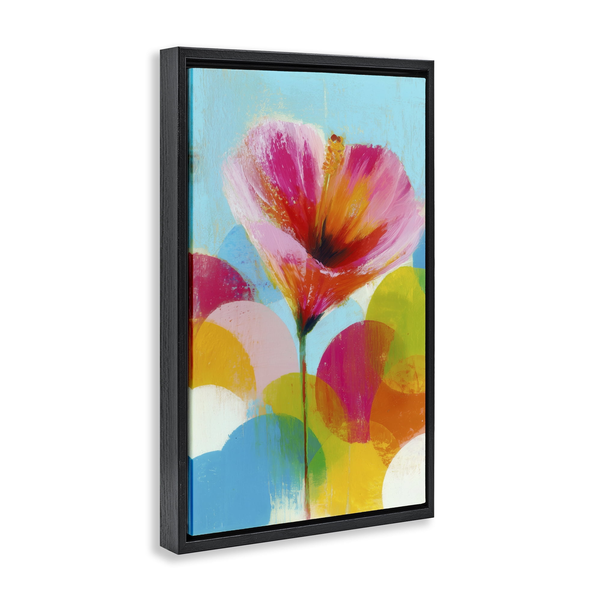 Stupell Industries Hibiscus In The Sun Black Framed Floater Canvas Wall Art, design by Chromatic Storm Studio
