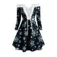 thumbnail image 1 of Vestido informal de mujer con estampado navideño de manga larga y hombros descubiertos a la rodilla para minivestido de fiesta Pompotops hdfakjf8909, 1 of 5