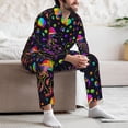 thumbnail image 7 of Salouo Rainbow Jellyfishes Print Button-Front Long Sleeve Pajama Set for Men, Soft 2Pjs Men's Long Sleeve Sleepwear-X-Large, 7 of 7