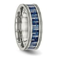 thumbnail image 4 of Auriga Fine Jewelry Stainless Steel 8 mm Blue Carbon Fiber Inlay Textured Edge Band for Women Size 10, 4 of 7