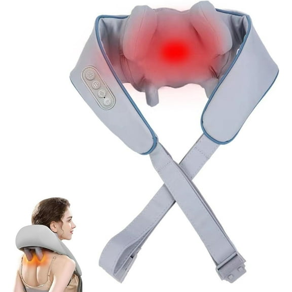 Neck & Shoulder Massager with Heat,6D Shiatsu Back Massager for Pain Relief Deep Tissue,Massager for Shoulder, Leg, Muscle Soreness(Gray)