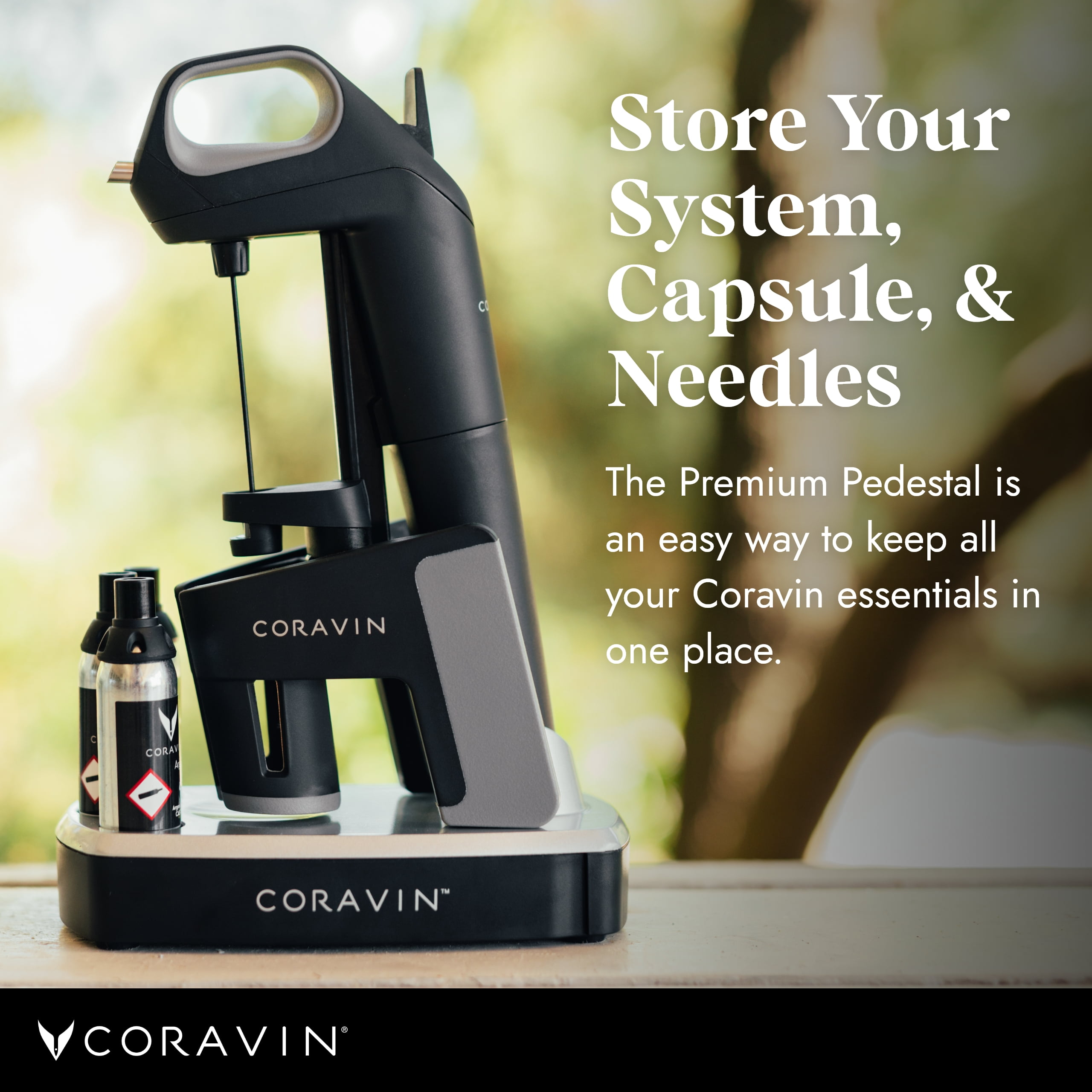 Coravin Pedestal Base - Preserve Wine for Years - Stand for Coravin Wine  Preservation System - Display Pure Capsules, Needles & Aerator 