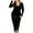 Black, variant on Mikilon Women's Plus Size Elegant Dress Solid Color V-neck Gold Velvet Dress