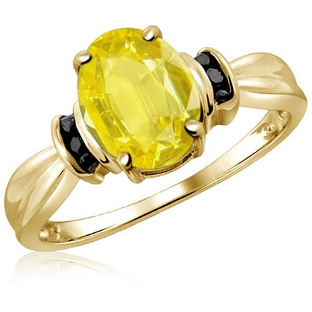 JewelersClub 2.00 Carat T.G.W. Yellow Sapphire Gemstone and Black Diamond Accent Ring