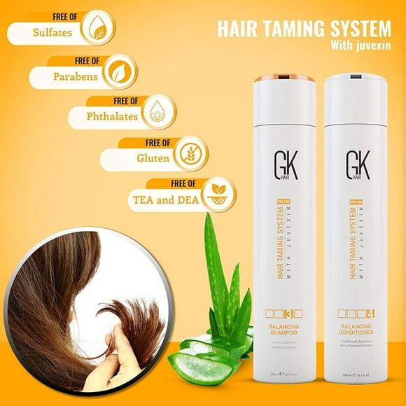 global Keratin gKhair Balancing Shampoo and conditioner Duo (300 ml/ 10.1 fl. oz) For Oily, greasy and Normal Hair Restores pH levels , Sulfate and Paraben Free with Natural Oil Extracts