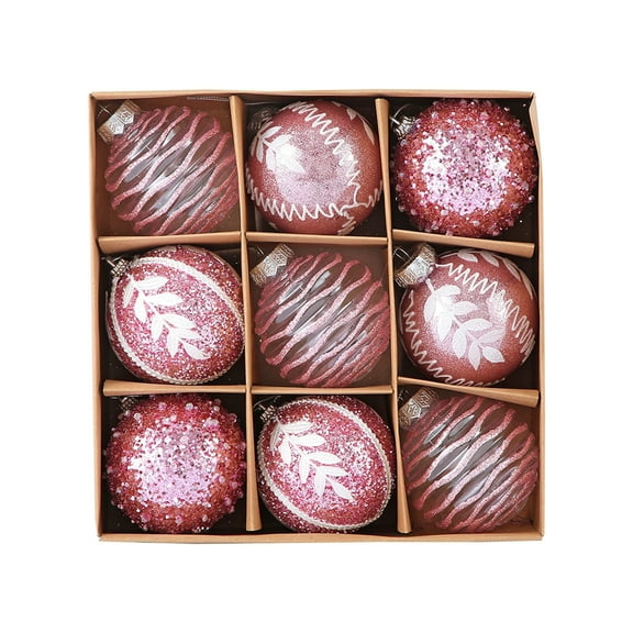Hvmvliv Christmas Ornaments 9Pc 3.12inch Pink Electroplated Painted Christmas Tree Ornaments Shatterproof Hanging Balls for Xmas Party Decoration Decorative Balls Ornaments Pink