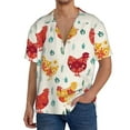 thumbnail image 3 of Wukai Flower Chicken Men's Casual Short-Sleeve Button Down Shirt - Lightweight Summer Dress Shirt for Daily Wear-XX-Large, 3 of 7
