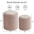 thumbnail image 2 of Round Set of 2 Ottoman with Storage-Upholstered Velvet Vanity Stool for Makeup Multifunctional Ottomans Coffee Table Padded Seat Foot Rest for Living Room&Bedroom (Pink), 2 of 12
