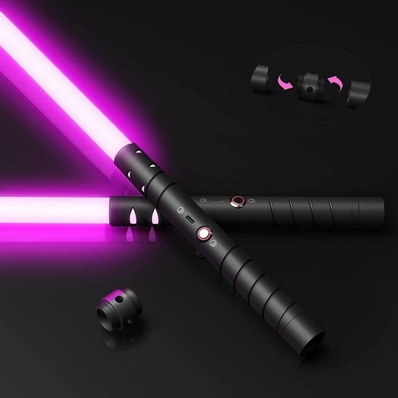 JvmuSaber 2-in-1 Real Lightsaber RGB Toys 15 Colors 3 Sound Modes Metal Hilt Force Fx Black for Adults