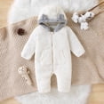 thumbnail image 2 of 3-6 Months Newborn Baby Bear Outfit Suit With Fold Over Mittens Footies Girls Boys Winter Fleece Clothes Hooded Romper Snowsuit, 2 of 9