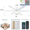 thumbnail image 3 of BayDay 52" White Ceiling Fan with LED Lights, Remote/App Control, Quiet DC Motor, Energy Efficient, 3 of 10