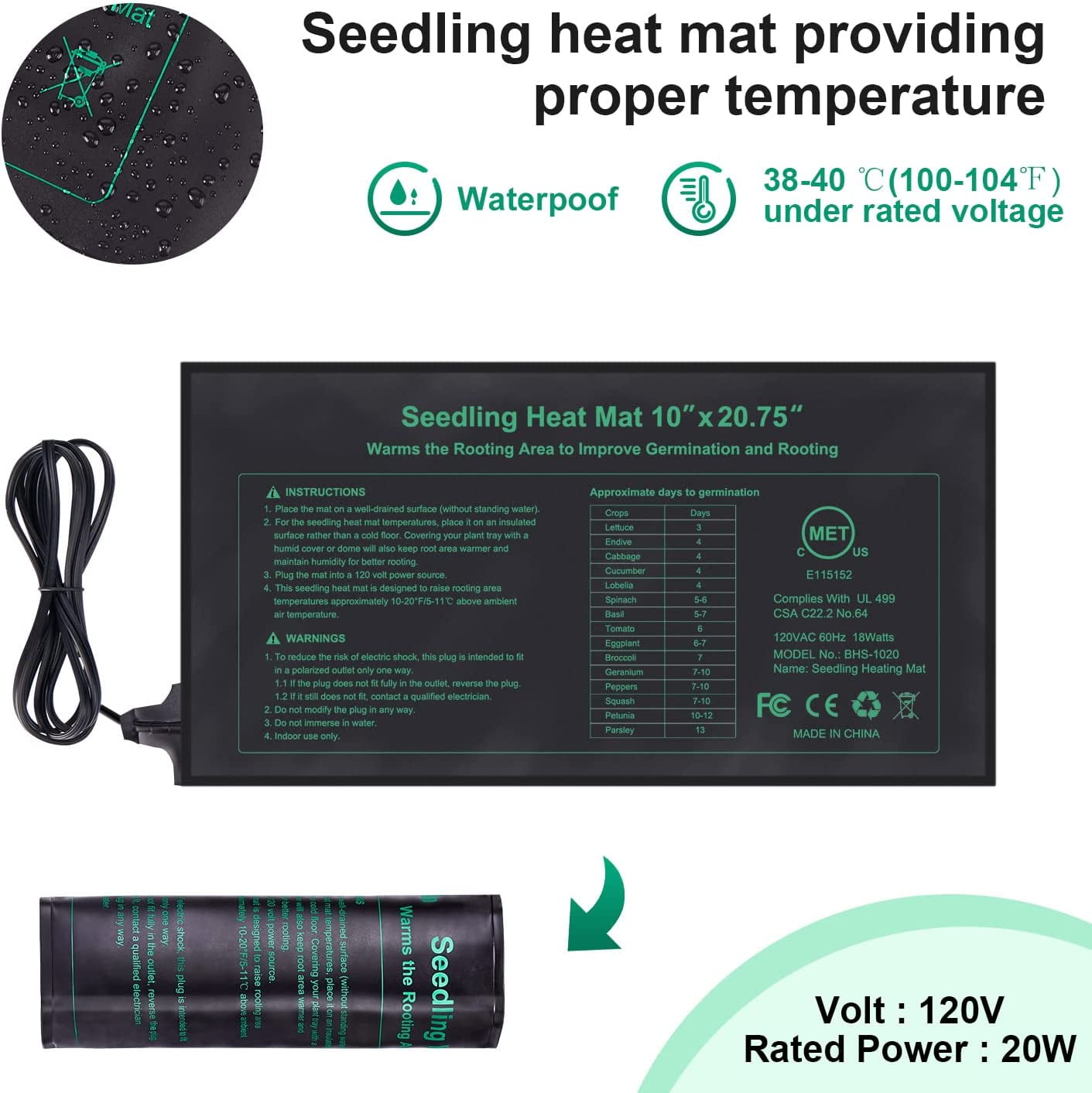 6-Pack Seed Starter Tray with Heat Mat(12 Cells per Tray), Plant Germination Trays with Adjustable Humidity Dome Seed Trays Seedling Starter with Base Trays for Germination