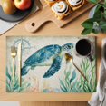 thumbnail image 2 of Sea Turtle Coastal Placemats Set of 6, Vintage Nautical Ocean Starfish Compass Placemats for Dining Table, Place Mats for Kitchen Tabletop, Waterproof Wipeable Dining Table Mats Set, 2 of 9