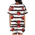 thumbnail image 3 of Kdxio Ladybugs on Black and White Striped1 Print Pajamas Sets for Women Short-Sleeved Pjs with Lounge Shorts Two Piece Sleepwear S-4XL, 3 of 8