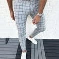 thumbnail image 2 of RYDCOT Men's Fashion Stretch Dress Pants Slim Fit Plaid Skinny Long Pants Casual Business Golf Dress Pants Suit Pants Gray, 2 of 6