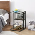 thumbnail image 6 of Taommika Tempered Glass Top Side Table for Bedroom Set of 2 with 3-tier Storage Shelf and Magazine Holder, 6 of 8