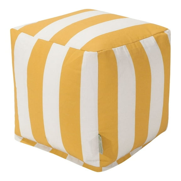 Majestic Home Goods Cube Pouf Vertical Stripe Yellow