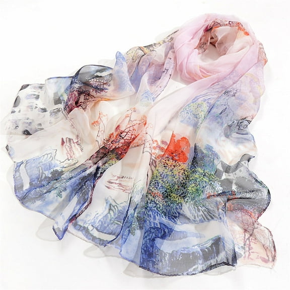 Tittly Shawl Wraps for Women Grip Socks Scarfs For Women Lightweight Print Floral Pattern Scarf Shawl Fashion Scarves Shawls And For Spring Winter Scarf Hats for Men Blue One Size