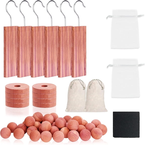 Cedar Blocks for Clothes Storage 40Pcs, Cedar Ball and Chips for Closets and Drawers,Natural Cedarwood for Closets, Fresh Scented Sachets