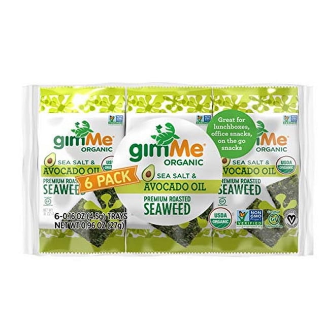 Seaweed Organic Roasted Seaweed Keto, Vegan, Gluten Free - Great Source of Iodine and Omega 3’s Healthy On-The-Go Snack for Kids & Adults Sea Salt & Avocado Oil 48 Count (Pack of 8)
