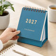 thumbnail image 6 of Small Desk Calendar 2027, 5 Inch Desktop Monthly Calendar Planner, Blue Decorative Paper Standing Flip Calendar, Minimalist Desk Decor for Home Office Workspace, 1 Pack, 6 of 6