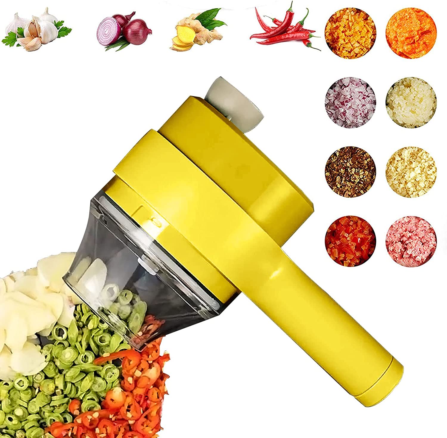 【Upgrade】Multifunctional 4 in 1 Handheld Electric Vegetable Cutter Set