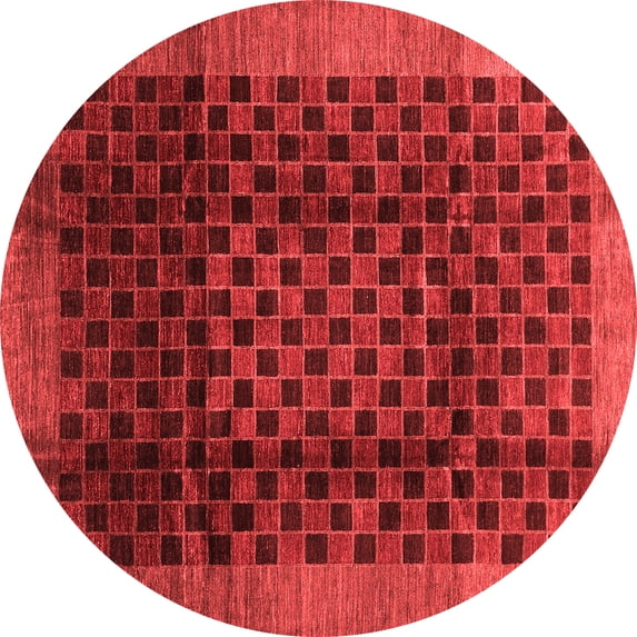 Ahgly Company Indoor Round Abstract Red Contemporary Area Rugs, 3' Round