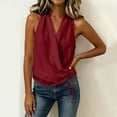 thumbnail image 6 of YYDGH Women's V Neck Wrap Front Side Tie Tank Top Sleeveless Cotton Linen Casual Tops Summer Vacation Loose Fit Blouses, 6 of 6