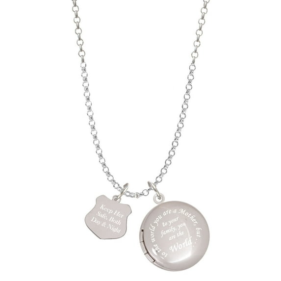 Delight Jewelry Stainless Steel Keep Her Safe Police Badge - To the World You are a Mother Locket Necklace