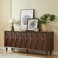thumbnail image 3 of LKTART 63" Walnut Solid Wood Sideboard with Storage, Kitchen Buffet Cabinet Credenza Accent Console Table for Dining Living Room, Roman Legs Ash Veneer Dovetail Door Trim, 3 of 8