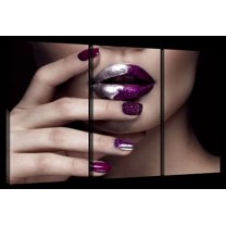 Elephant Stock High Fashion Nails Wall Art - Horizontal Multi Panel Canvas - 3 Pieceliving Room Wall Decor - Photography Fashion And Beauty Multi Panel - Black And Brown Decor - 23" x 14"