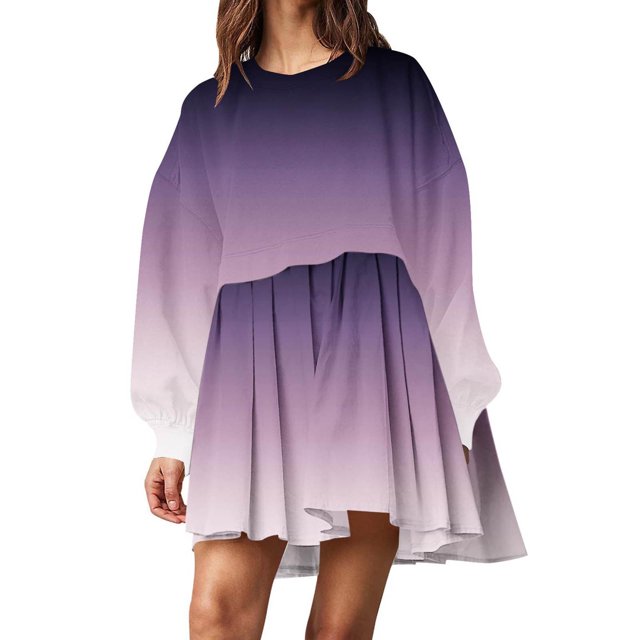 Wyzesi Robe de Plage pour Femmes Formelle Mode Féminine Robe Sweat-Shirt Surdimensionnée Manches Longues Col Rond Pull Coupe Décontractée Mini Robe Pyjama de Noël