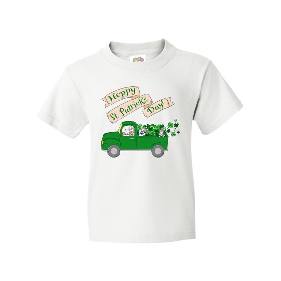 Inktastic Hoppy St. Patrick's Day Green Bunny Truck Youth T-Shirt