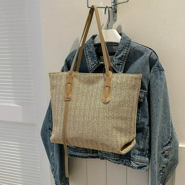 Sac Hobo pour Femmes Grande Capacité en Paille Sac pour Dames pour Voyage Vacances Quotidien