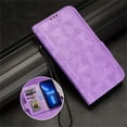 thumbnail image 5 of SaniMore Wallet Case for iPhone 14 Plus 6.7" 2022, Glitter PU Leather Case Triangle Pattern Card Slots Cash Pocket Kickstand Removeable Wrist Strip All-around Protective Magnetic Case,  Purple, 5 of 9