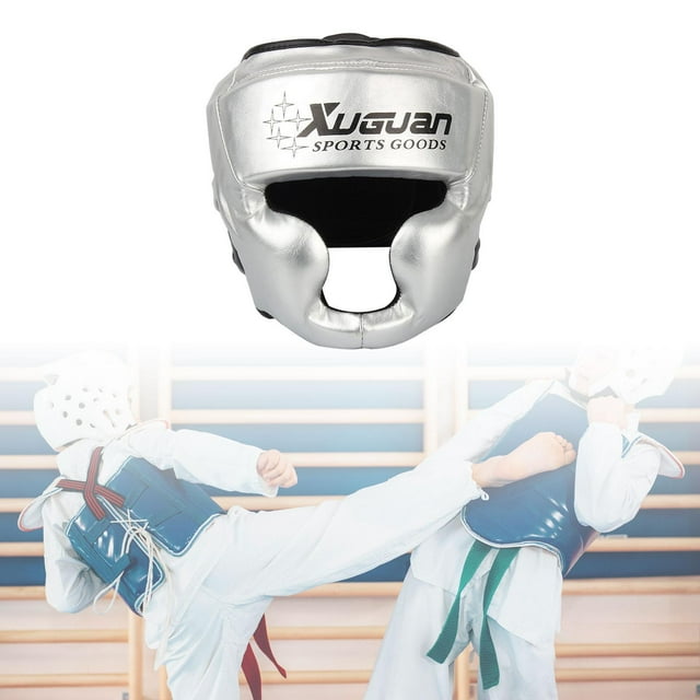 Boxing Headgear Head Guard Professional Combina de entrenamiento de capacitación Plata