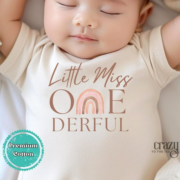 Baby Bodysuit BELLA CANVAS Little Miss Onederful Safari Birthday Onesie Bodysuit, First Birthday Baby Bodysuit, Rainbow First Birthday Girl Onesie