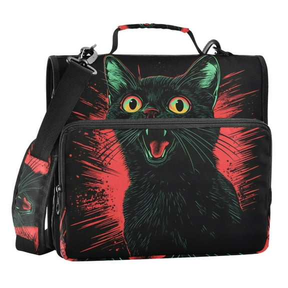 ALAZA Zipper Binder Bag A Black Cat 3 Ring File Folder Binder Organizer Bag
