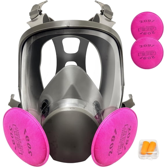 Full Face Respirator Mask With Filters, Reusable Respirator Masks for Asbestos, Fume, Resin, Chemical, Organic Vapors, Woodworking, Painting and Dust