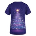 thumbnail image 3 of Oplxuo Christmas Scrubs Tops for Women Plus Size Stretchy Short Sleeve V Neck Xmas Tree Snowflake Print Nurse Scrub Medical Uniform, 3 of 4