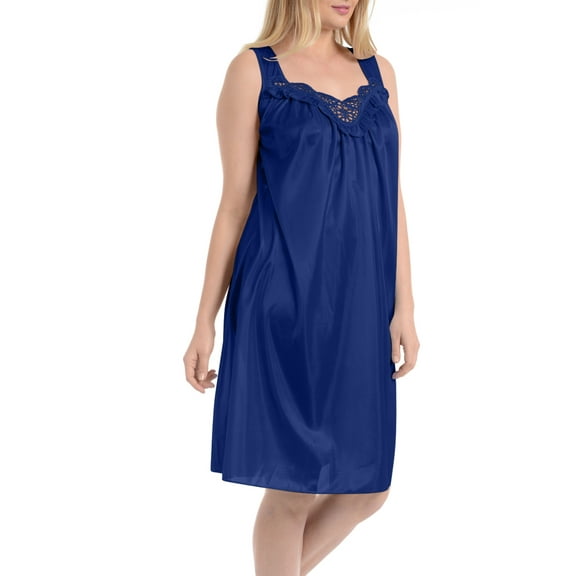 EZI Nightgowns for Women - Soft & Breathable Satin Night Gowns for Adult Women - Medium to Plus Size Womens Sleep Shirts - Knee-Length Nightgown