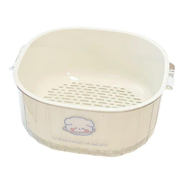 Cesta para lavar frutas de 2 capas, recipiente multiusos para escurrir y limpiar, colador de verduras L