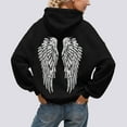 thumbnail image 2 of HOWPAY Angel Wings Hoodies for Women Printed Long Sleeve Casual Sweatshirt Kangaroo Pocket Drop Shoulder Loose Fit Fall Winter Outfits Clothes Black XXL, 2 of 8