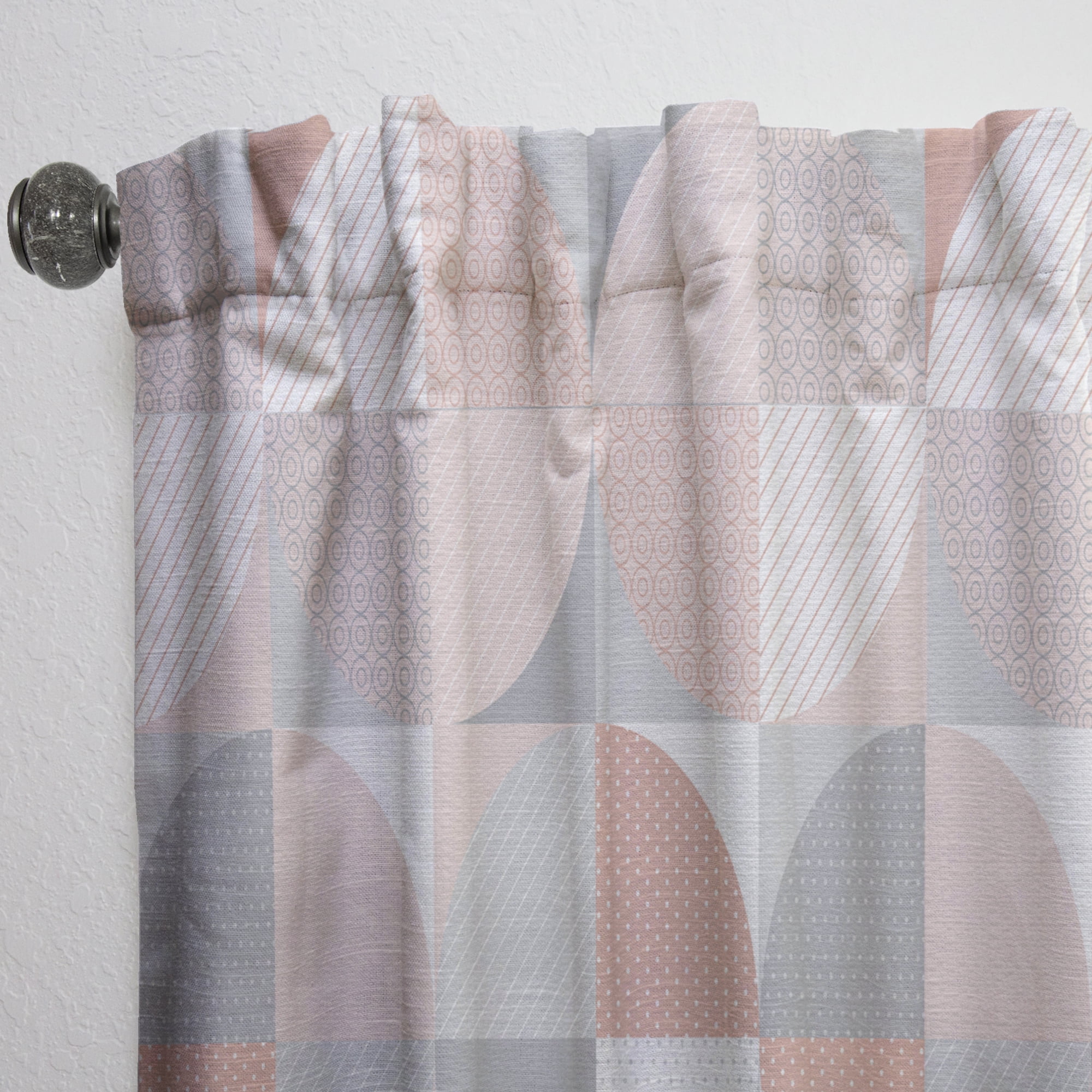 Designart 'Geometric Round Textured Pattern' Mid-Century Modern Curtain Panel