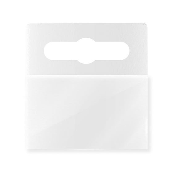 NEO BRASIL Adhesive Plastic Eurolock Hang Tabs with Clear Slot, 1 7/8" x 1 3/4", Self-Adhesive Tabs for Retail Displays and Price Tags, Pack of 300