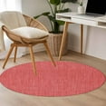 thumbnail image 5 of Coral Red 3.3ft Round Rug, Farmhouse Burlap Solid Red Color Modern Linen Texture Non-Skid Rubber Backing Large Area Rugs - Living Room Bedroom Home Office, Indoor Floor Mat Carpets Washable Rug, 5 of 9