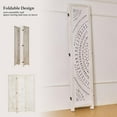 thumbnail image 5 of 66.9Inch Folding Room Divider, 3 Panels Wood Carved Privacy Screens, Free Assembled Freestanding Partition for Home Office Restaurant Bedroom (White-Washed), 5 of 16